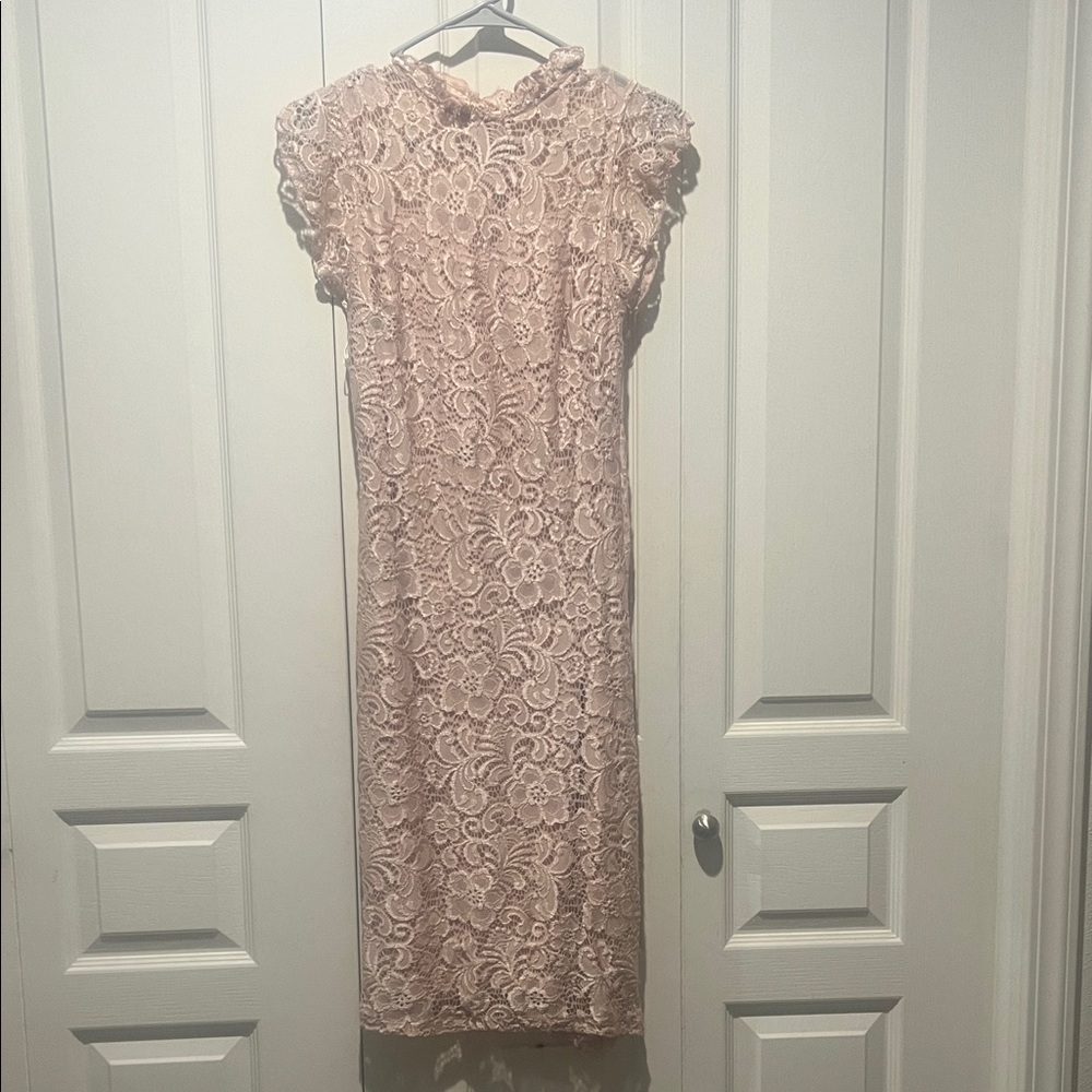 Source Unknown Blush Lace Midi Dress